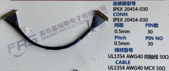 40awg Mikrokoaxialität 30 Kabel Pin LVDS Verbindungsstück-250mm