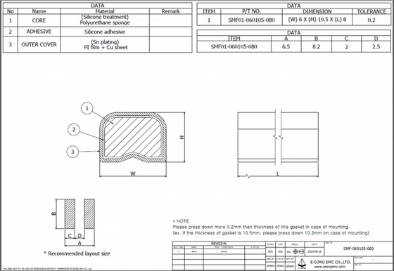 10.5mm leitfähige Abschirmungsdichtung elektronisch, AU EMI Shielding Gasket