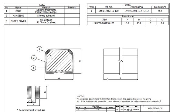 Noten-Sensor-Au Emi Connector Gaskets, 11mm Emi Finger Gasket