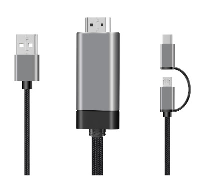2 in 1 1080p Mikro- Hdmi verkabeln Sie Aluminium-Hdmi zu Schnur Usb C