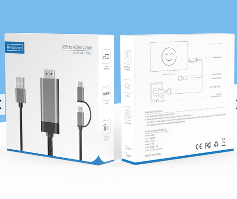 2 in 1 1080p Mikro- Hdmi verkabeln Sie Aluminium-Hdmi zu Schnur Usb C
