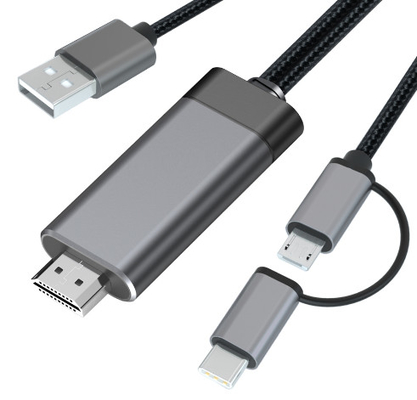 2 in 1 1080p Mikro- Hdmi verkabeln Sie Aluminium-Hdmi zu Schnur Usb C