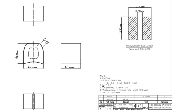 20mm SMD Dichtungs-elastische Dehnung, Silikon-Ebene ringsum Gummidichtungen